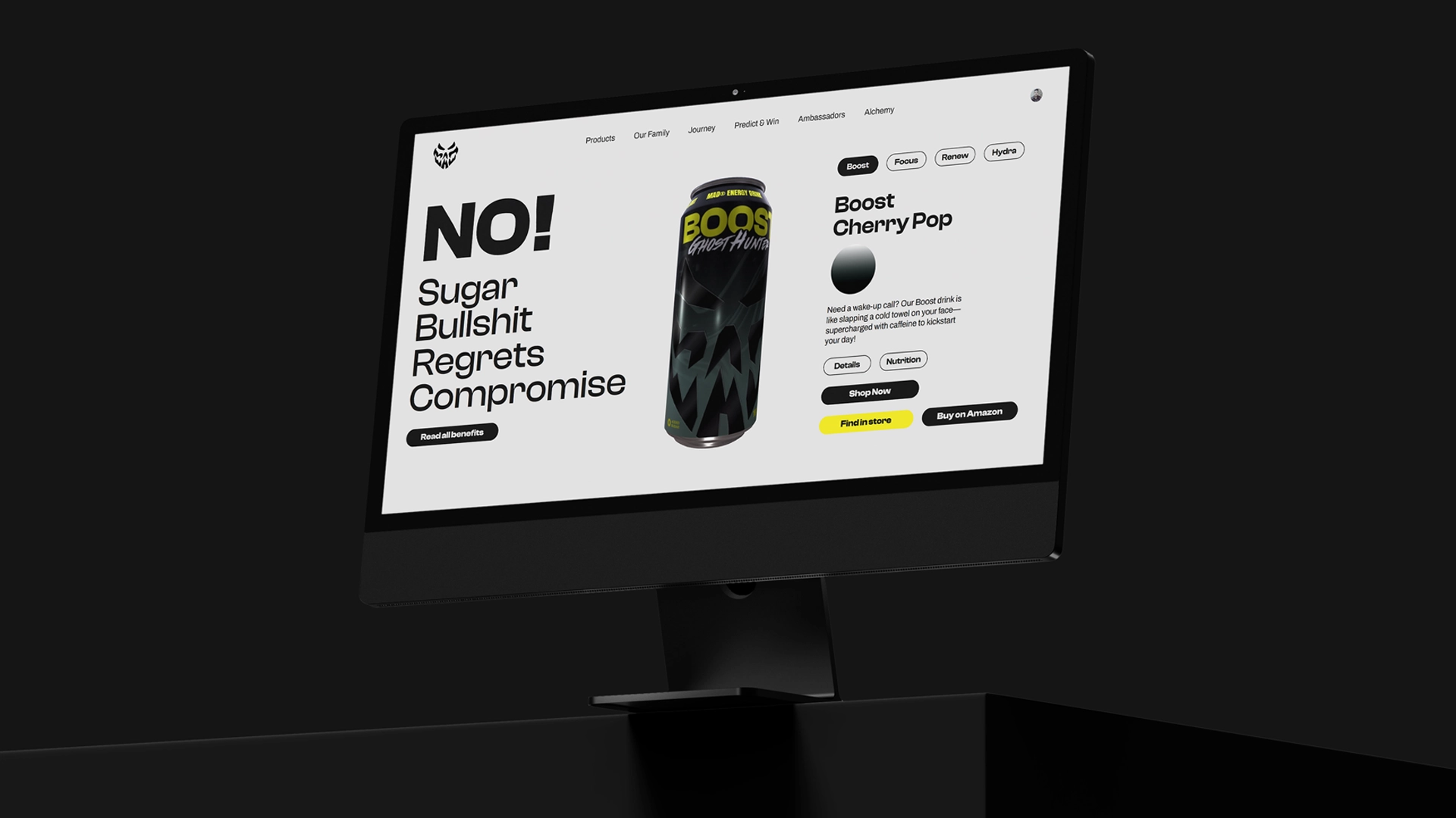 Mad Drop energy drink interactive 3D website with immersive animations by Meanwhile